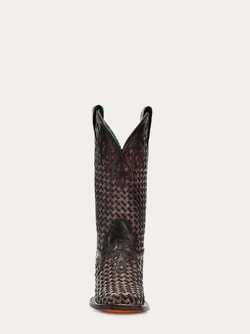 A4526 - WOMEN'S CHOCOLATE GLITTER WOVEN OVERLAY SQUARE TOE COWBOY BOOT - Image 4