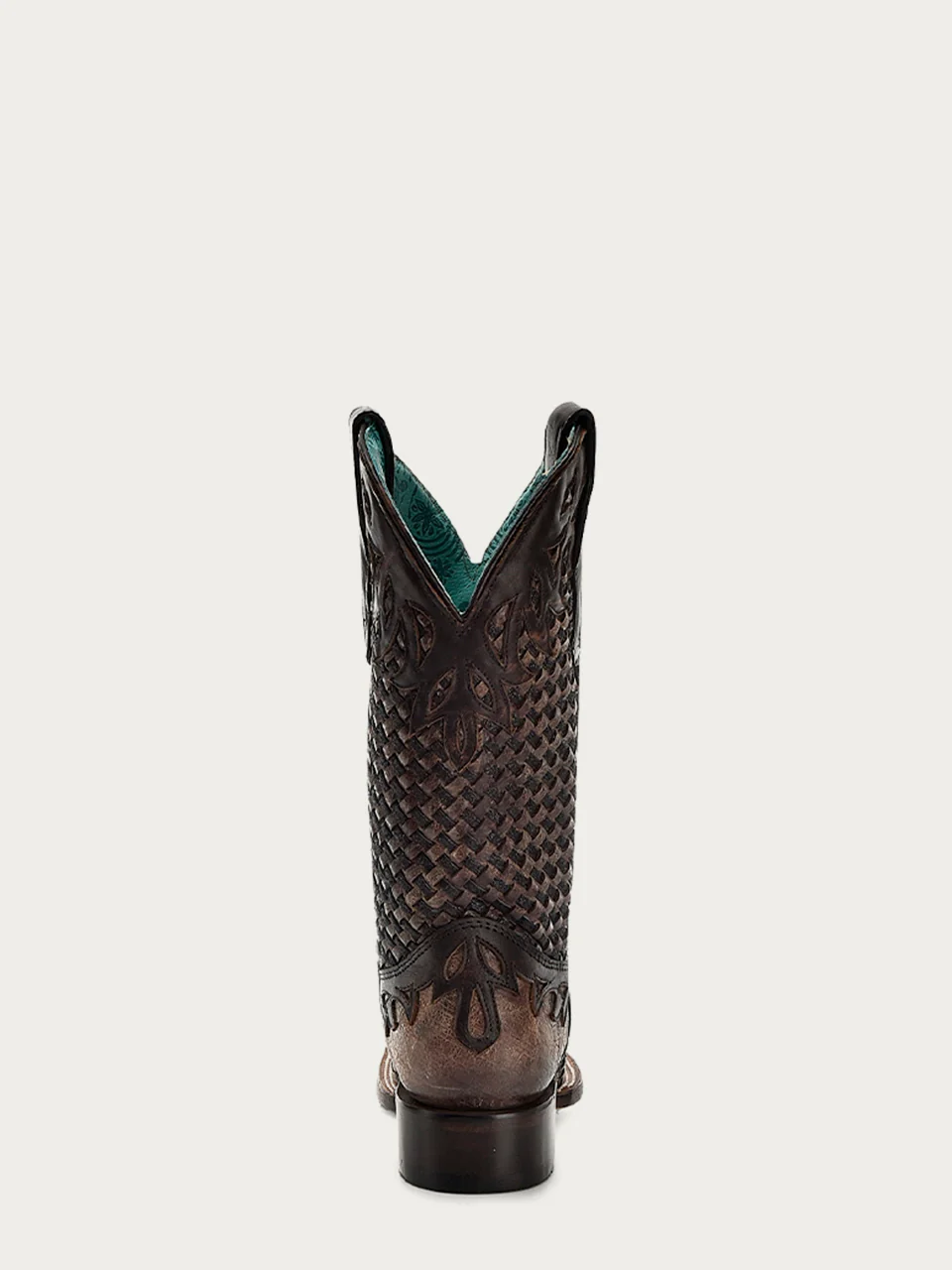 A4526 - WOMEN'S CHOCOLATE GLITTER WOVEN OVERLAY SQUARE TOE COWBOY BOOT - Image 5