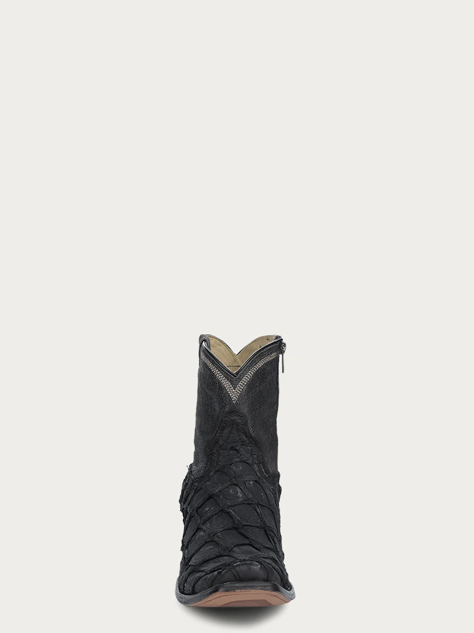A4659 - MEN'S EMBROIDERY BLACK FISH PIRARUCU NARROW SQUARE TOE SHORT COWBOY BOOT - Image 3