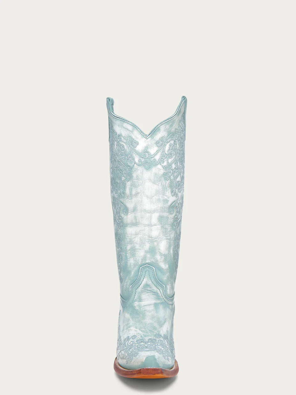 A4799 - WOMEN'S FLORAL EMBROIDERY FADED TURQUOISE SNIP TOE COWBOY BOOT - Image 4