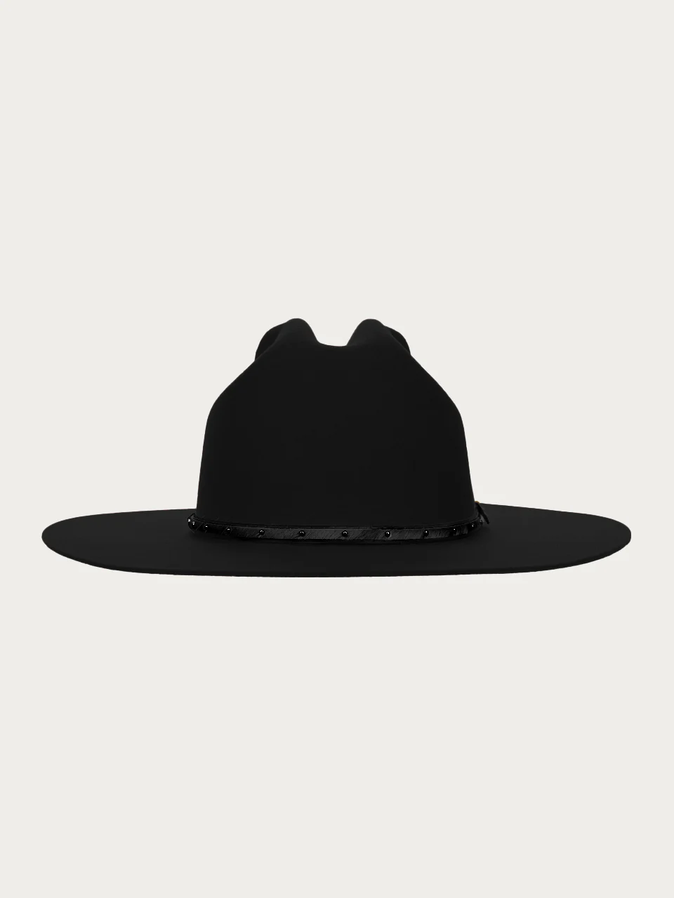 H0008 - BLACK COWGIRL HAT WITH HATBAND AND BLACK FEATHER - Image 2