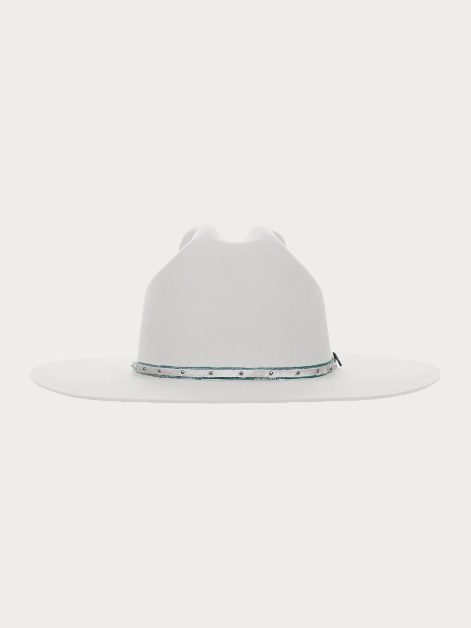 H0009 - BEIGE COWGIRL HAT WITH HATBAND AND WHITE FEATHER - Image 3