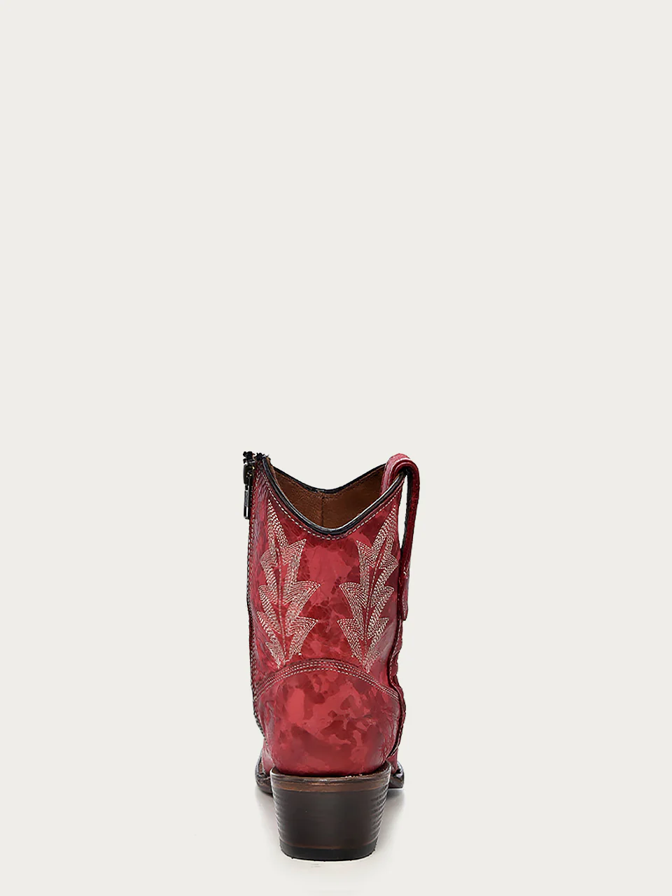 L5704 - WOMEN’S EMBROIDERY AND ZIPPER RED SNIP TOE ANKLE COWBOY BOOT - Image 4