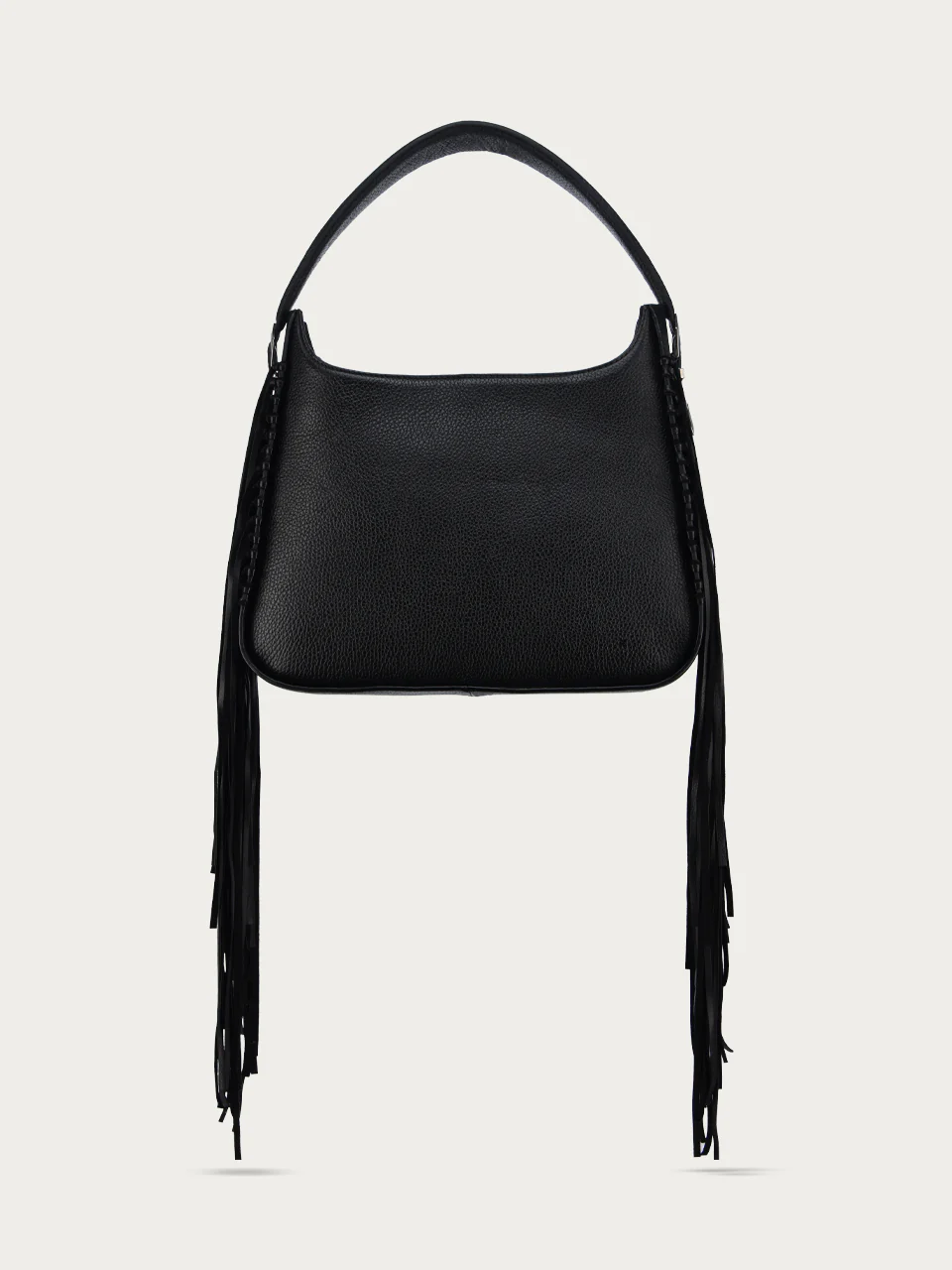 D1349 - WOMEN'S BLACK FRINGE AND OVERLAY GLITTLER SADDLE BAG - Image 3
