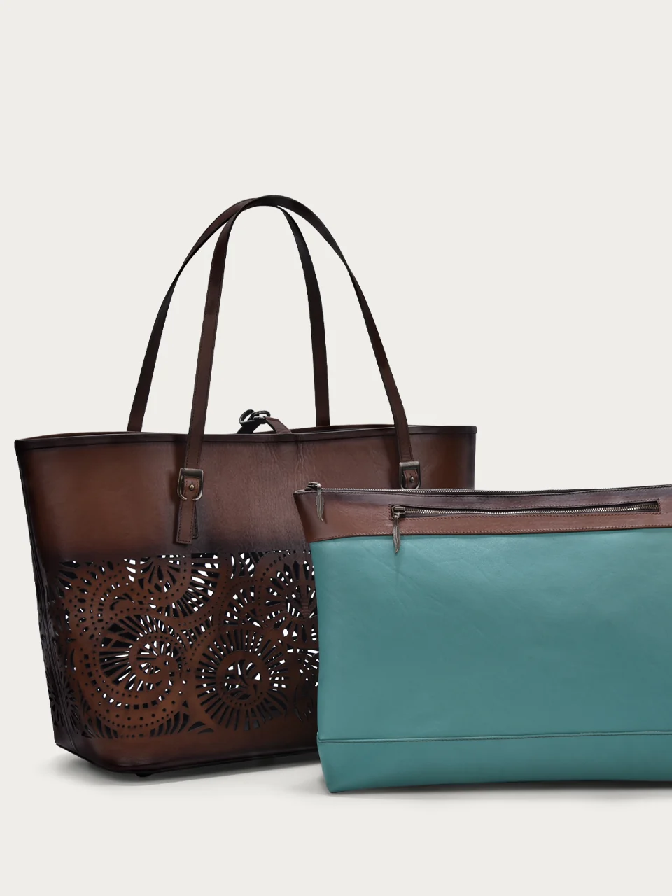 D1350 - WOMEN'S CHOCOLATE  CUTOUT TOTE BAG - Image 6