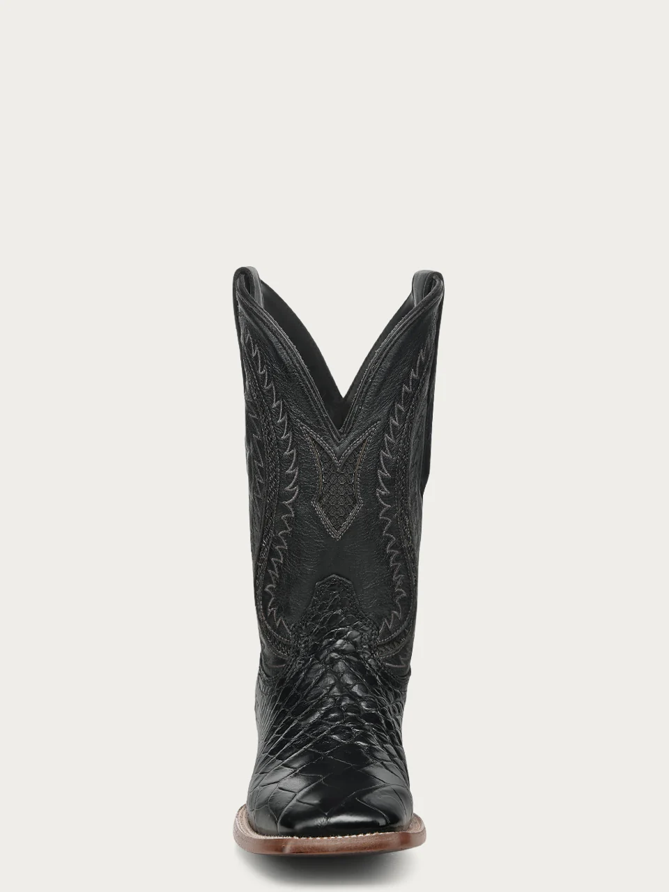 A5117 - MEN'S BLACK ALLIGATOR INLAY AND EMBROIDERY WIDE SQ. TOE COWBOY BOOT - Image 7
