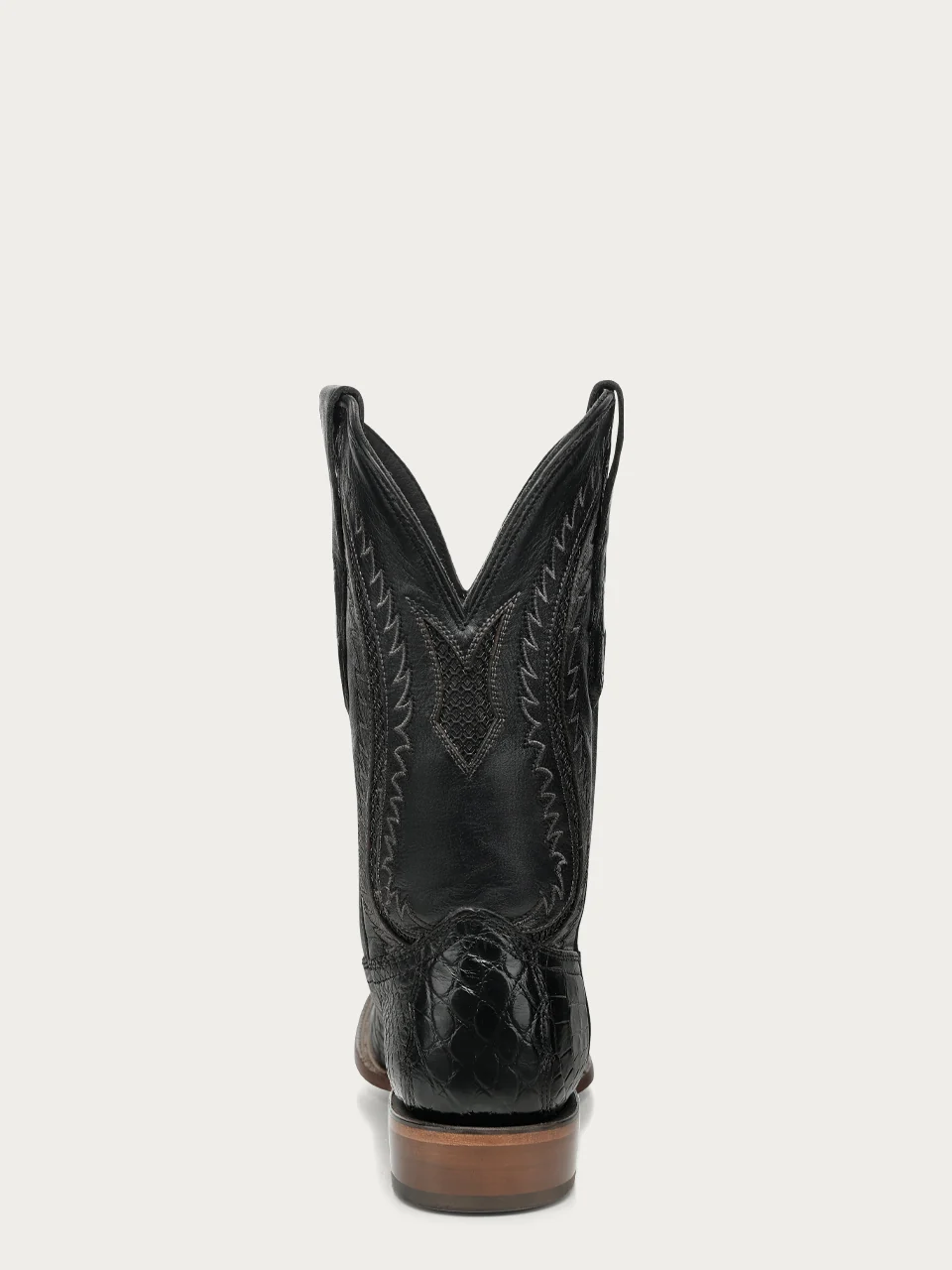 A5117 - MEN'S BLACK ALLIGATOR INLAY AND EMBROIDERY WIDE SQ. TOE COWBOY BOOT - Image 9
