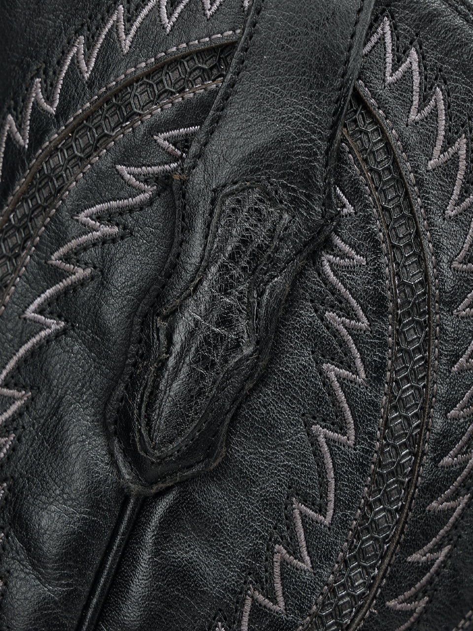 A5112 - MEN'S BLACK OSTRICH INLAY AND EMBROIDERY WIDE SQ. TOE COWBOY BOOT - Image 4