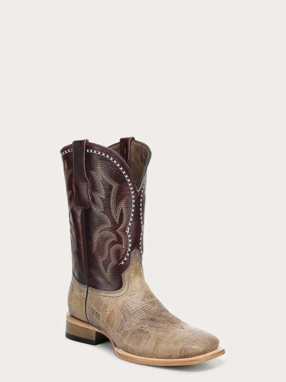 L6352 - MEN'S BONE/RED EMBROIDERY WIDE SQUARE TOE CIRCLE G COWBOY BOOT - Image 3
