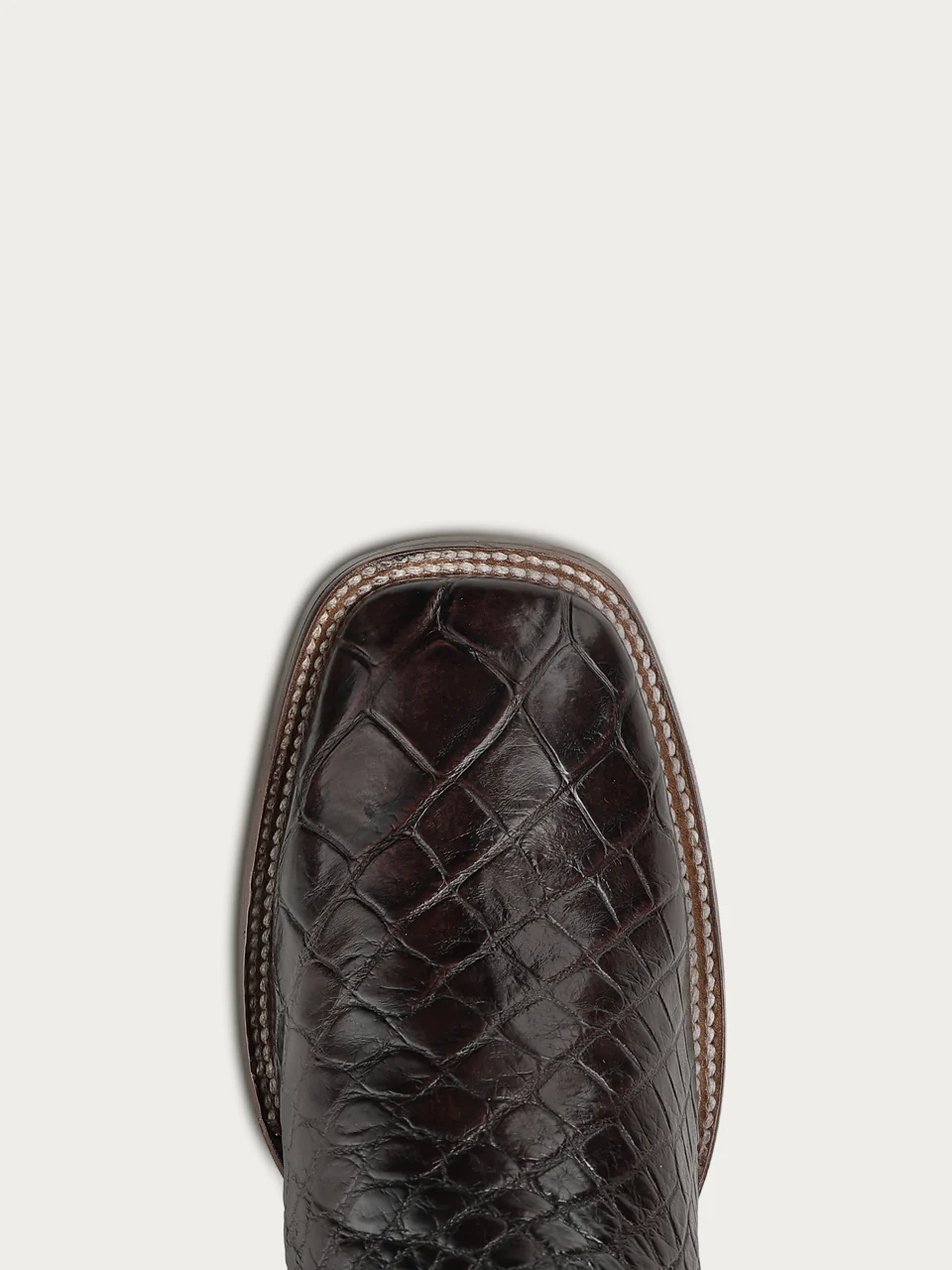 A5118 - MEN'S BROWN ALLIGATOR INLAY AND EMBROIDERY WIDE SQ. TOE COWBOY BOOT - Image 6