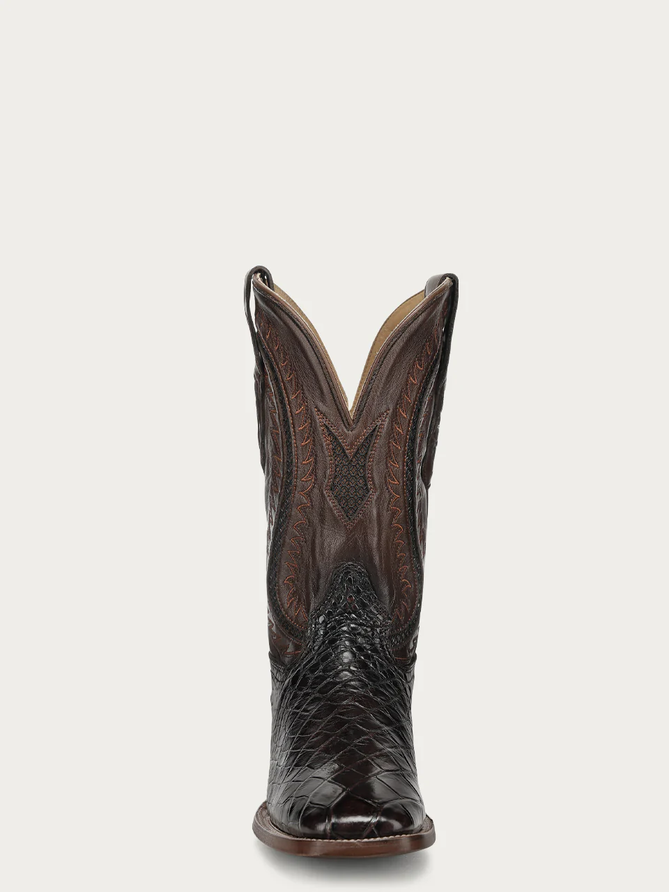 A5118 - MEN'S BROWN ALLIGATOR INLAY AND EMBROIDERY WIDE SQ. TOE COWBOY BOOT - Image 7