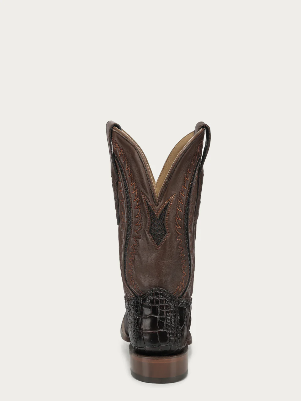 A5118 - MEN'S BROWN ALLIGATOR INLAY AND EMBROIDERY WIDE SQ. TOE COWBOY BOOT - Image 9