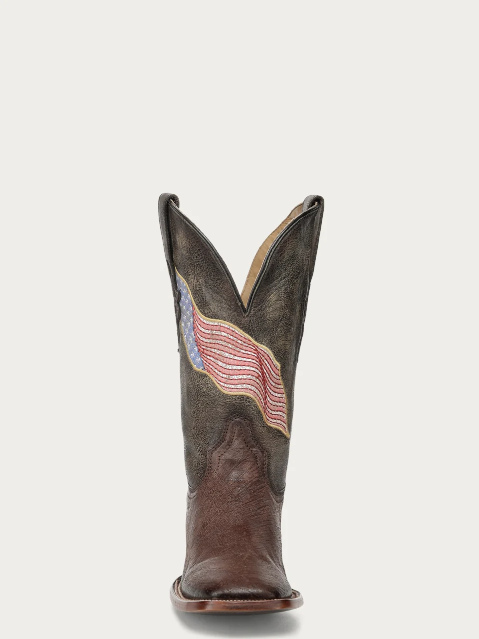 A5120 - MEN'S BROWN BELLY OSTRICH FLAG EMBROIDERY WIDE SQUARE TO COWBOY BOOT - Image 7