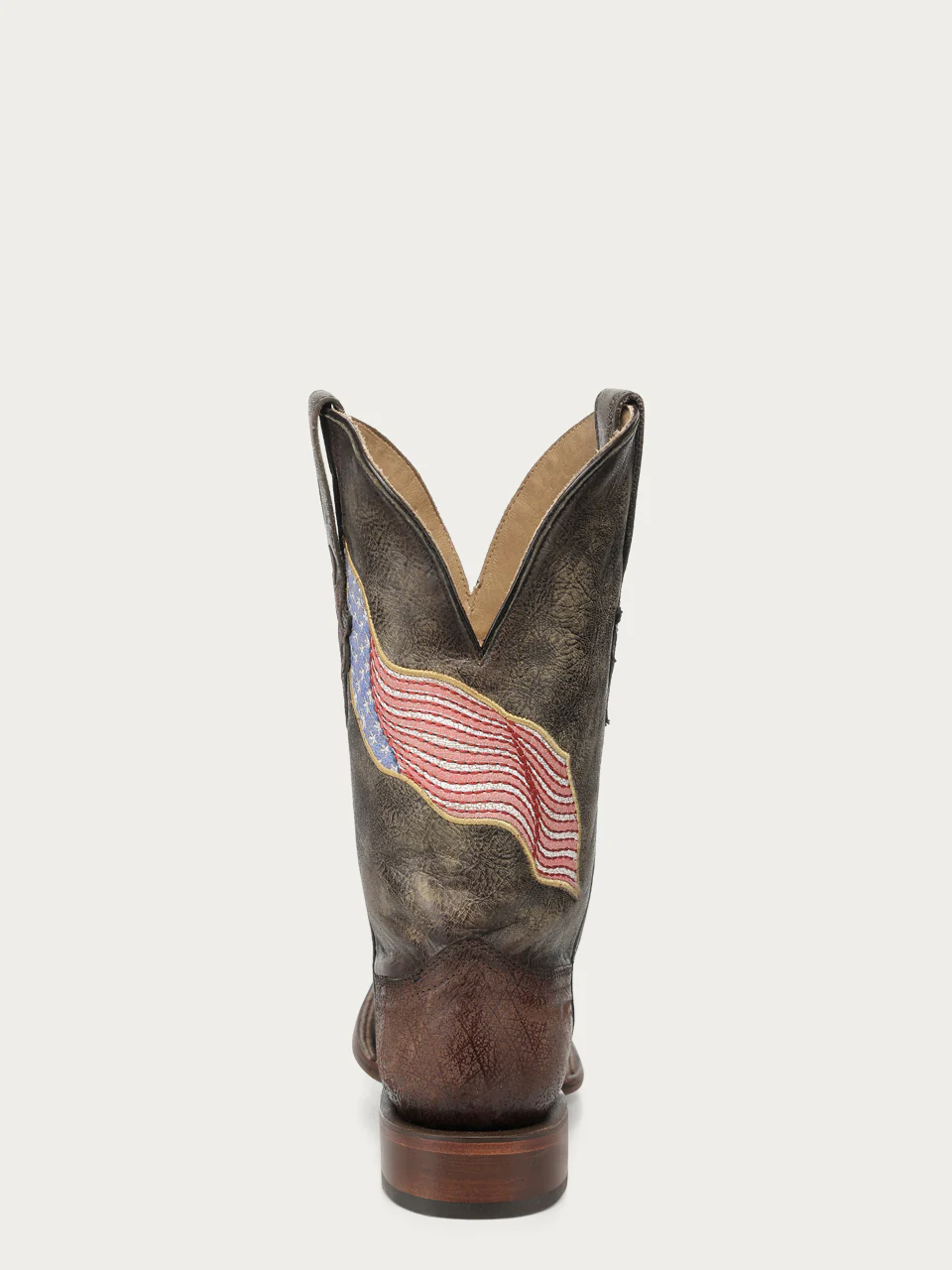 A5120 - MEN'S BROWN BELLY OSTRICH FLAG EMBROIDERY WIDE SQUARE TO COWBOY BOOT - Image 9