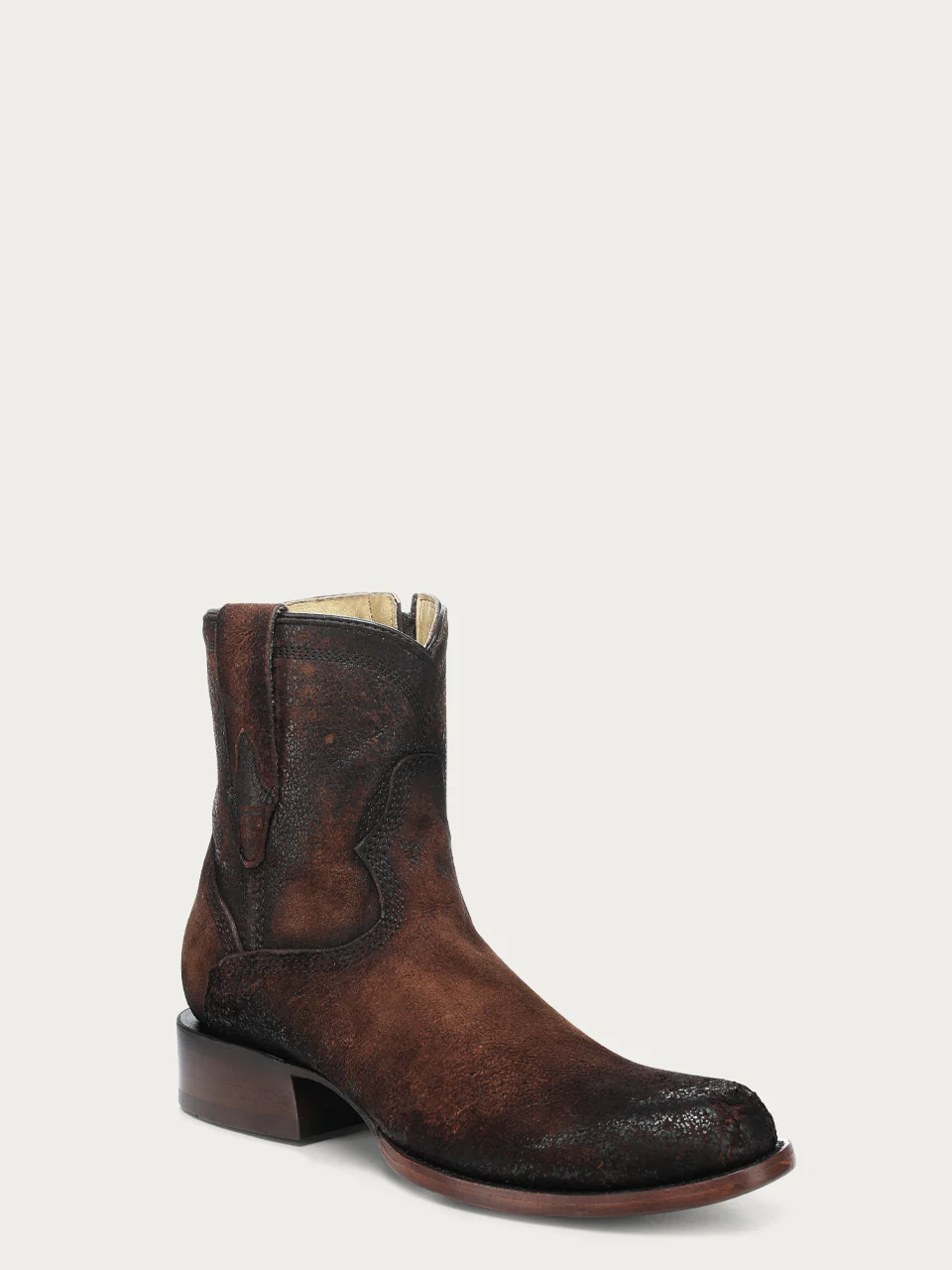 A4960 - MEN'S BROWN GOAT ROUND TOE COWBOY BOOTIE