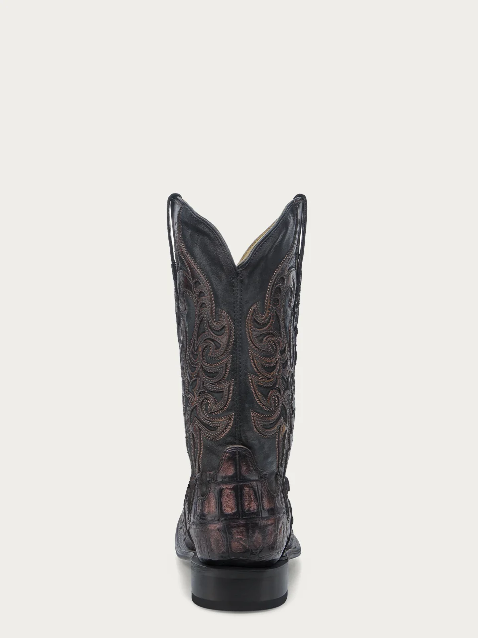 A4774 - MEN'S CAIMAN EMBROIDERY AND OVERLAY CHOCOLATE WIDE SQUARE TOE COWBOY BOOT - Image 7
