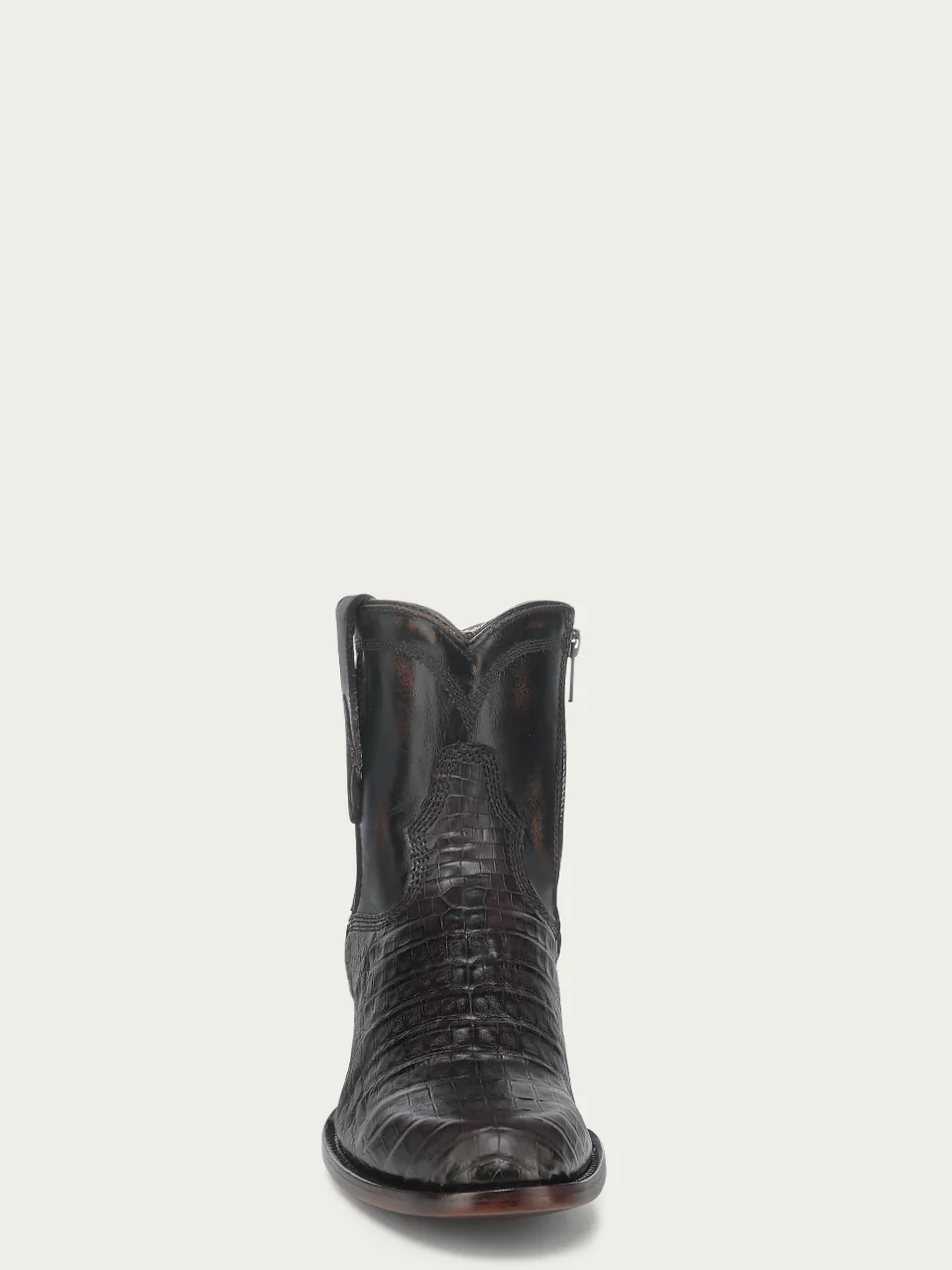 A4962 - MEN'S CAIMAN EMBROIDERY BROWN ROUND TOE ANKLE COWBOY BOOT - Image 3