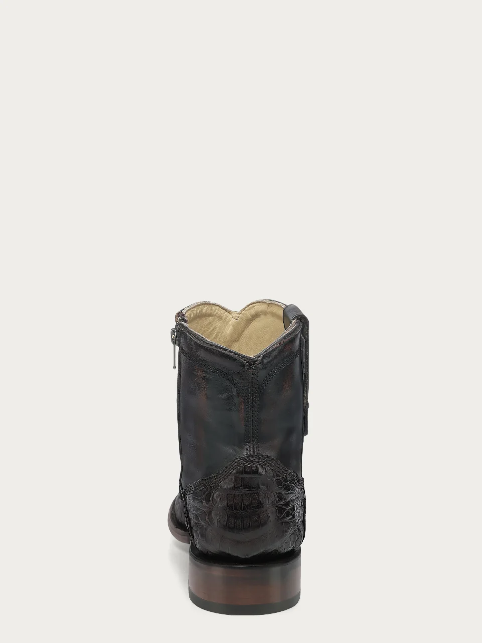 A4962 - MEN'S CAIMAN EMBROIDERY BROWN ROUND TOE ANKLE COWBOY BOOT - Image 4