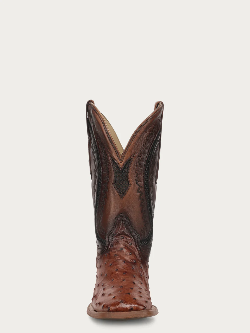 A5111 - MEN'S COGNAC OSTRICH INLAY AND EMBROIDERY WIDE SQ. TOE COWBOY BOOT - Image 6