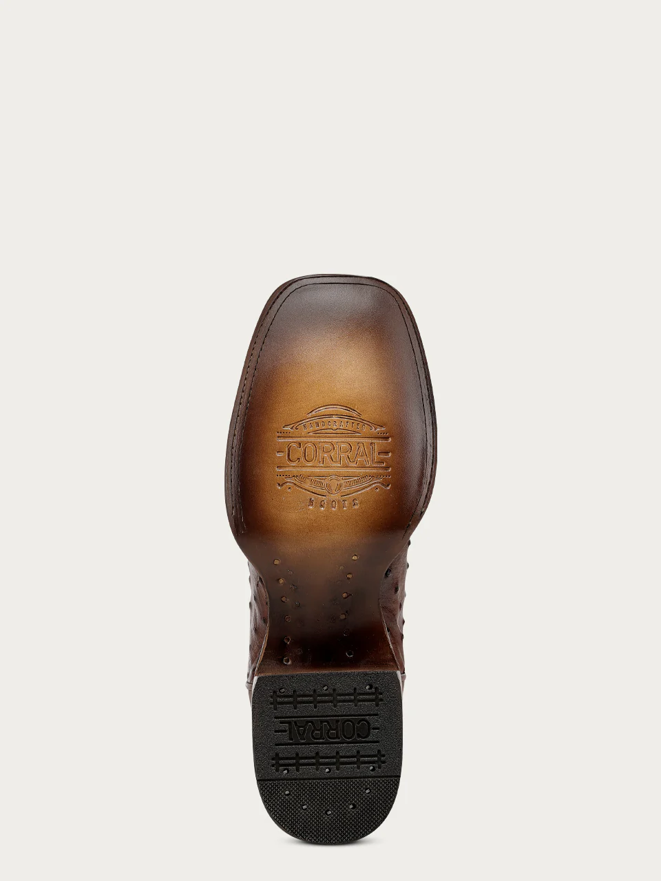 A5111 - MEN'S COGNAC OSTRICH INLAY AND EMBROIDERY WIDE SQ. TOE COWBOY BOOT - Image 7