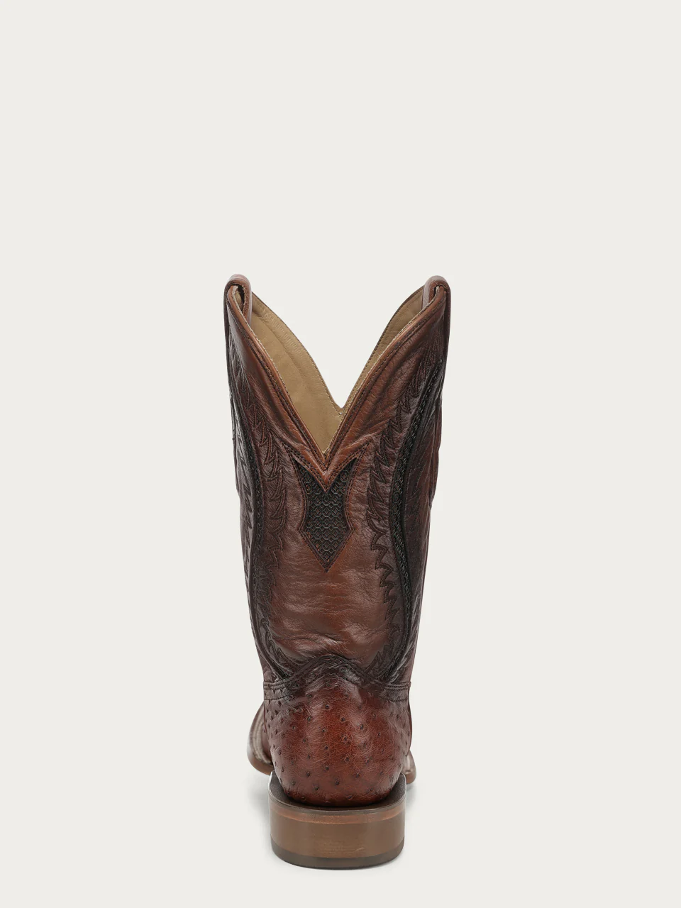 A5111 - MEN'S COGNAC OSTRICH INLAY AND EMBROIDERY WIDE SQ. TOE COWBOY BOOT - Image 8