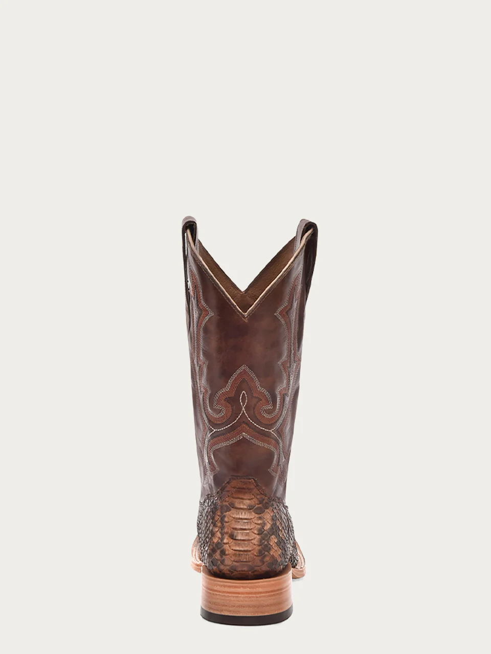 B5000 - MEN'S EMBROIDERY AND  GENUINE PYTHON TAUPE WIDE SQUARE TOE COWBOY BOOT - Image 4