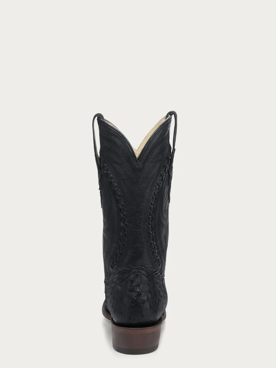 A4970 - MEN'S EMBROIDERY AND HANDWOVEN BLACK OSTRICH NARROW SQUARE TOE COWBOY BOOT - Image 5