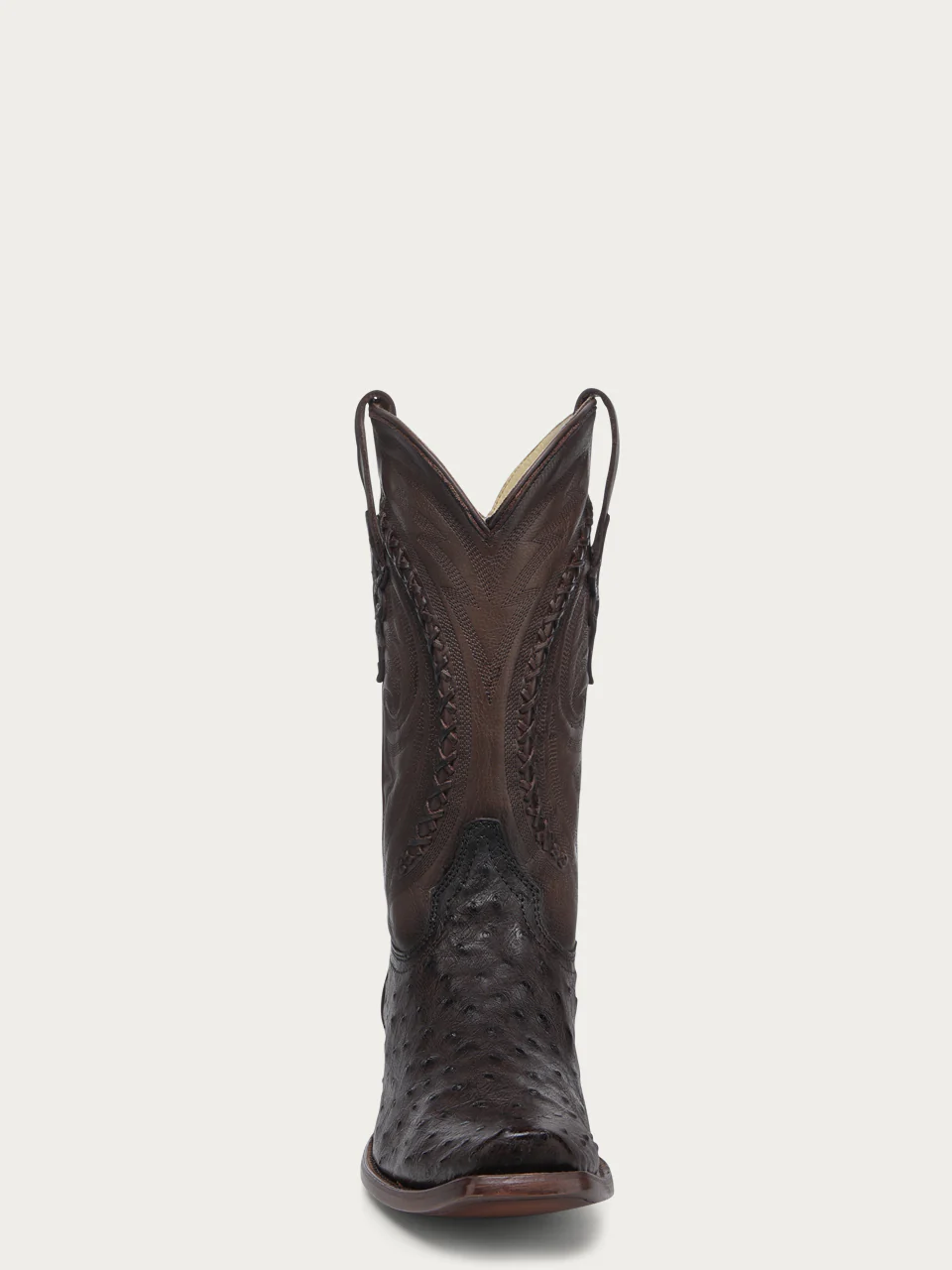 A4971 - MEN'S EMBROIDERY AND HANDWOVEN TOBACCO OSTRICH NARROW SQUARE TOE COWBOY BOOT - Image 3