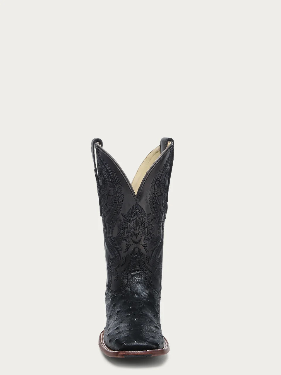 A4974 - MEN'S EMBROIDERY AND OSTRICH BLACK WIDE SQUARE TOE COWBOY BOOT - Image 4
