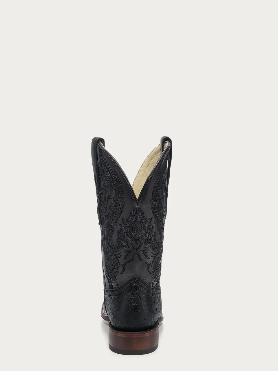 A4974 - MEN'S EMBROIDERY AND OSTRICH BLACK WIDE SQUARE TOE COWBOY BOOT - Image 5