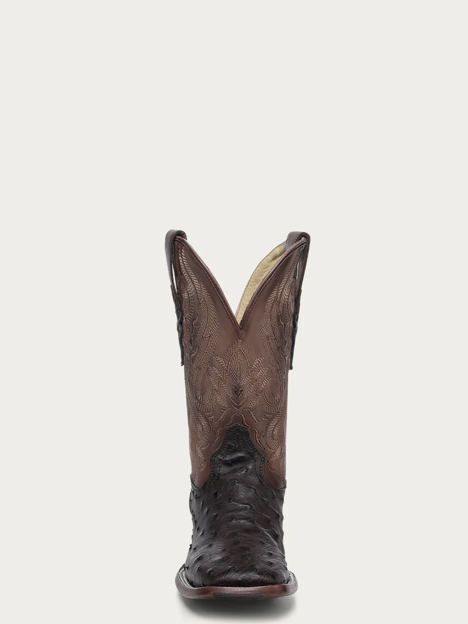 A4973 - MEN'S EMBROIDERY AND OSTRICH BROWN WIDE SQUARE TOE COWBOY BOOT LEATHER SOLE WITH RUBBER INSERT - Image 3