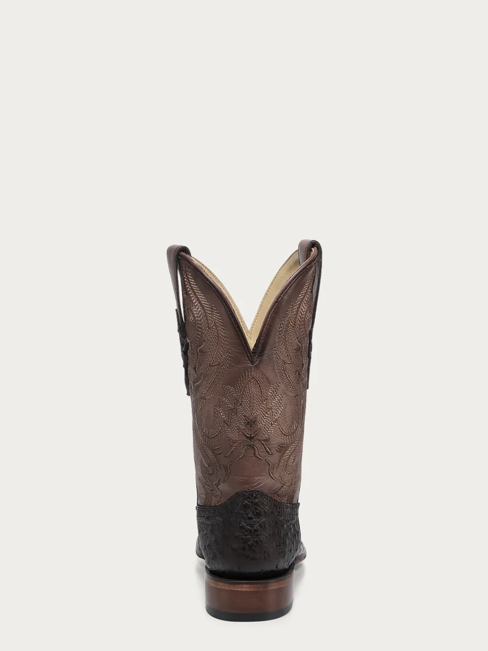 A4973 - MEN'S EMBROIDERY AND OSTRICH BROWN WIDE SQUARE TOE COWBOY BOOT LEATHER SOLE WITH RUBBER INSERT - Image 4