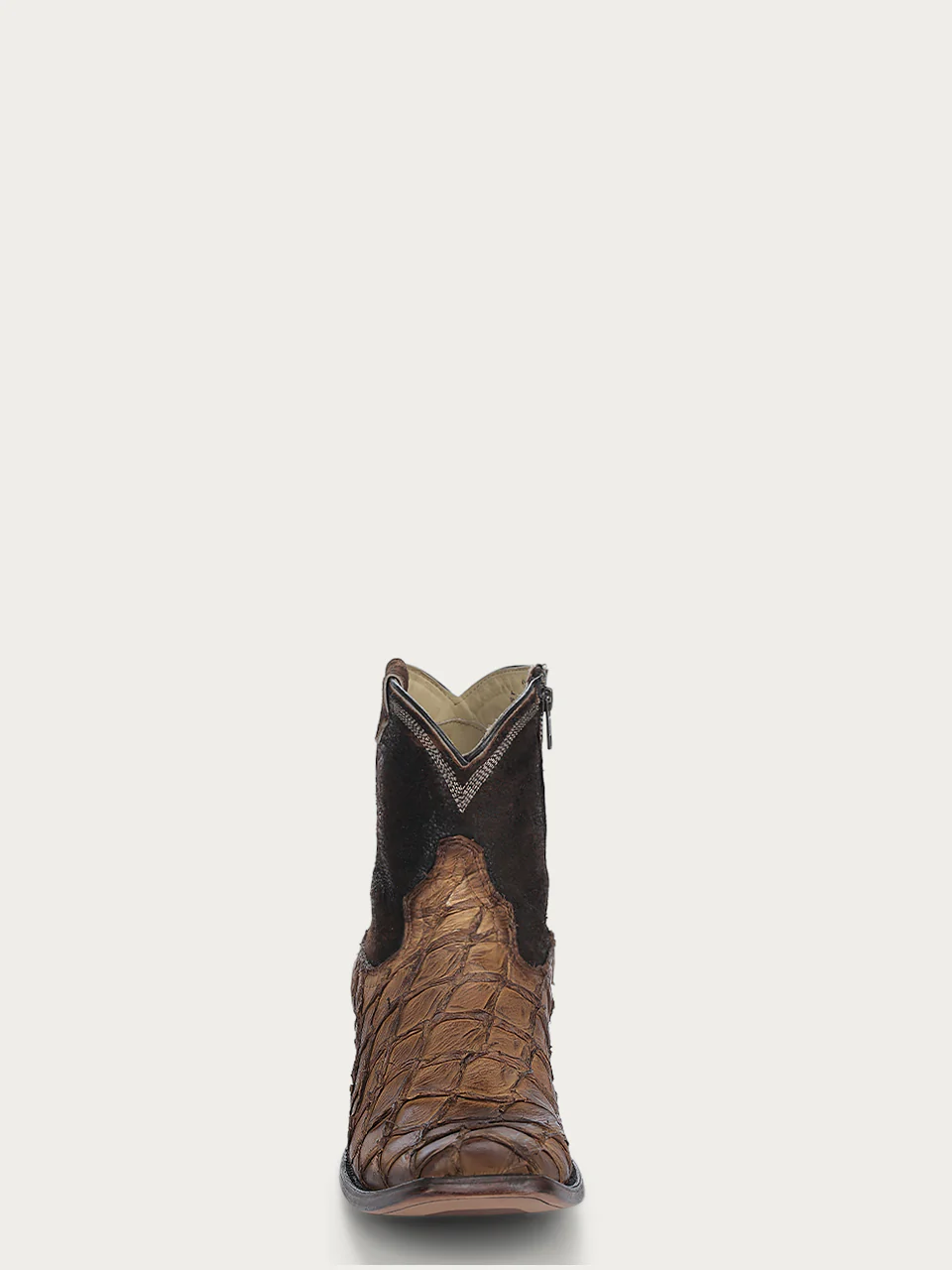 A4660 - MEN'S EMBROIDERY COGNAC FISH PIRARUCU NARROW SQUARE TOE SHORT COWBOY BOOT - Image 5