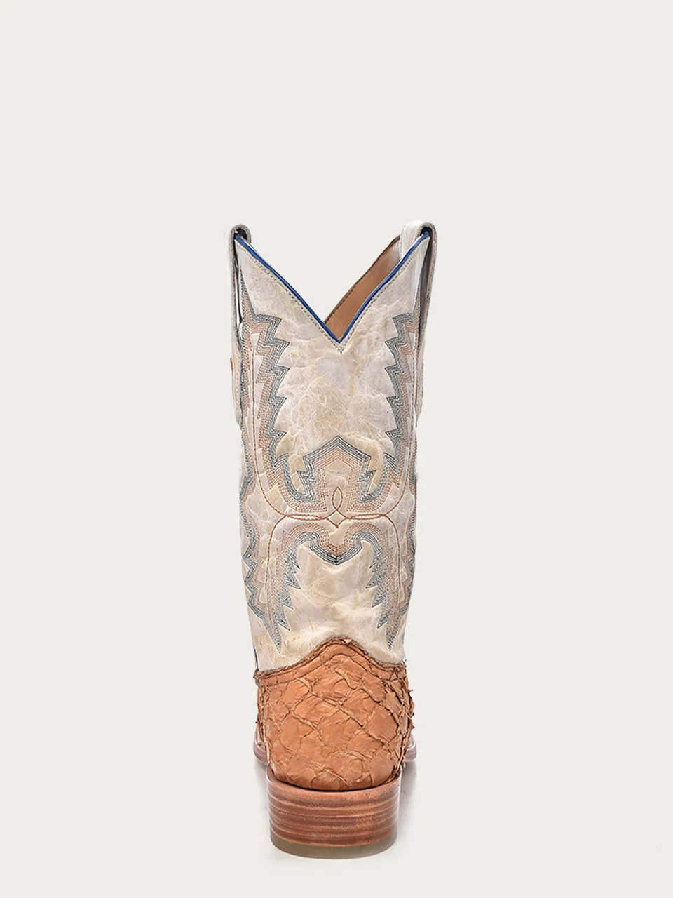 A4050 - MEN'S EMBROIDERY COGNAC PIRARUCU WHITE SQUARE TOE RODEO COWBOY BOOT - Image 5