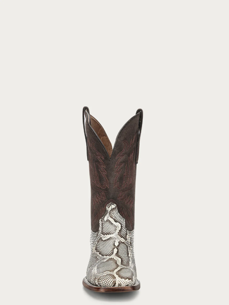 L8111 - MEN'S EMBROIDERY SUEDE SHAFT GENUINE PYTHON WIDE SQUARE TOE COWBOY BOOT - Image 6