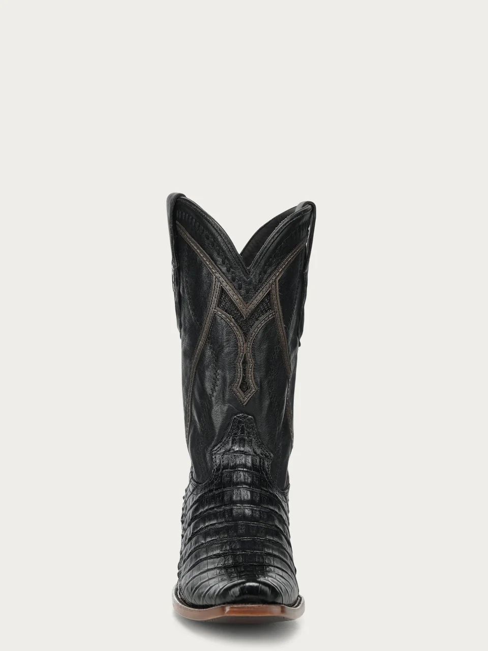 A5107 - MEN'S EMBROIDERY WOVEN AND INLAY BLACK CAIMAN NARROW SQUARE TOE COWBOY BOOT - Image 8