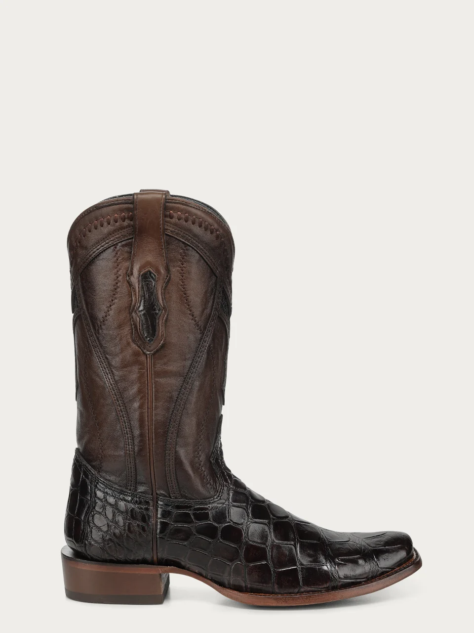 A5106 - MEN'S EMBROIDERY WOVEN AND INLAY BROWN ALLIGATOR NARROW SQUARE TOE COWBOY BOOT - Image 5