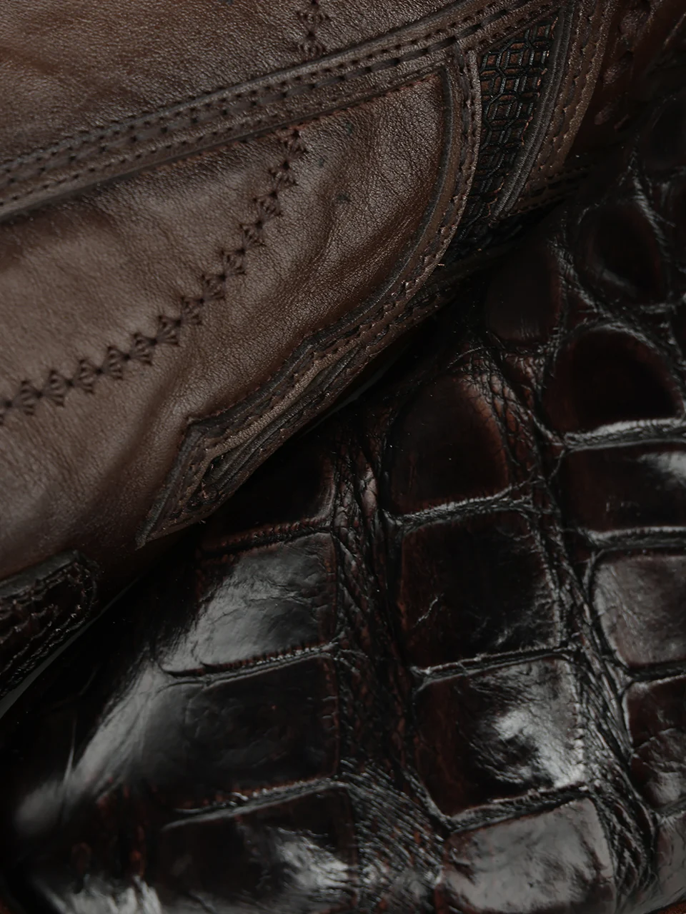 A5106 - MEN'S EMBROIDERY WOVEN AND INLAY BROWN ALLIGATOR NARROW SQUARE TOE COWBOY BOOT - Image 7