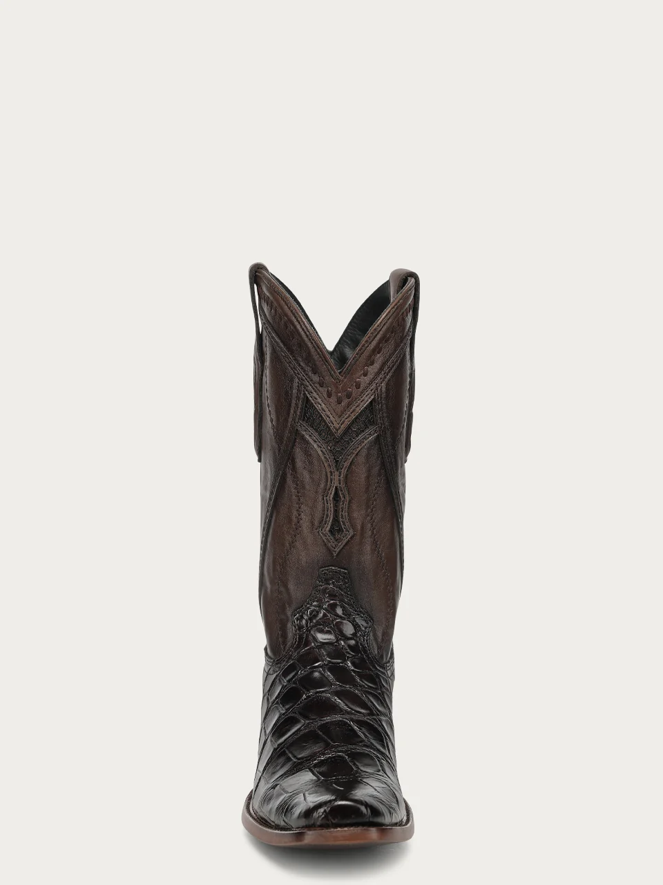 A5106 - MEN'S EMBROIDERY WOVEN AND INLAY BROWN ALLIGATOR NARROW SQUARE TOE COWBOY BOOT - Image 8