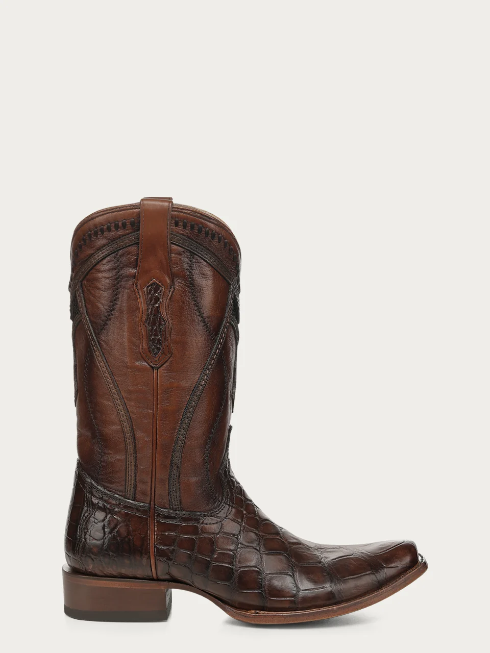 A5105 - MEN'S EMBROIDERY WOVEN AND INLAY HONEY ALLIGATOR NARROW SQUARE TOE COWBOY BOOT - Image 5