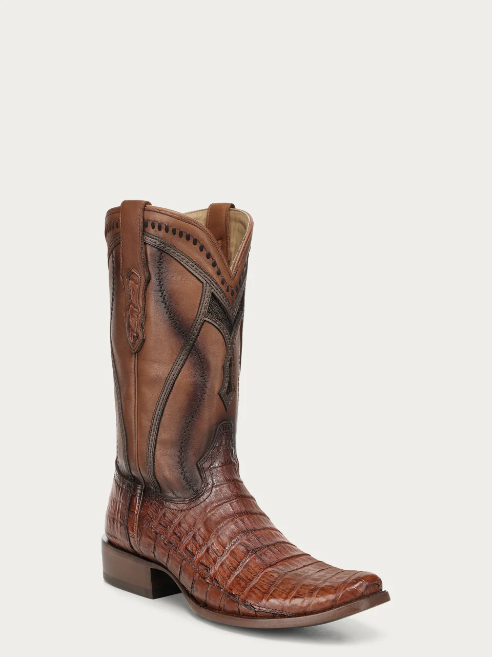 A5109 - MEN'S EMBROIDERY WOVEN AND INLAY HONEY CAIMAN NARROW SQUARE TOE COWBOY BOOT - Image 3
