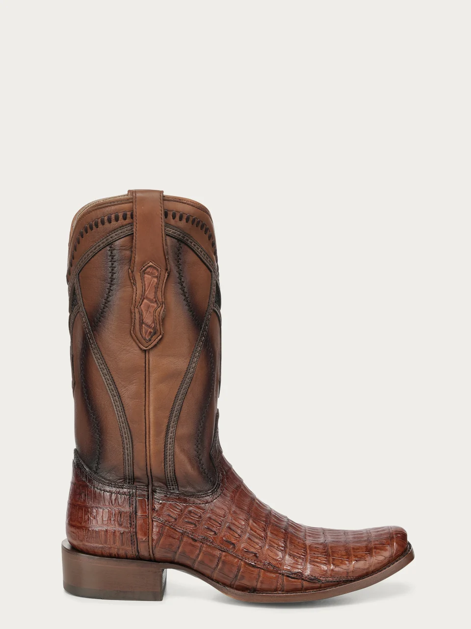 A5109 - MEN'S EMBROIDERY WOVEN AND INLAY HONEY CAIMAN NARROW SQUARE TOE COWBOY BOOT - Image 5