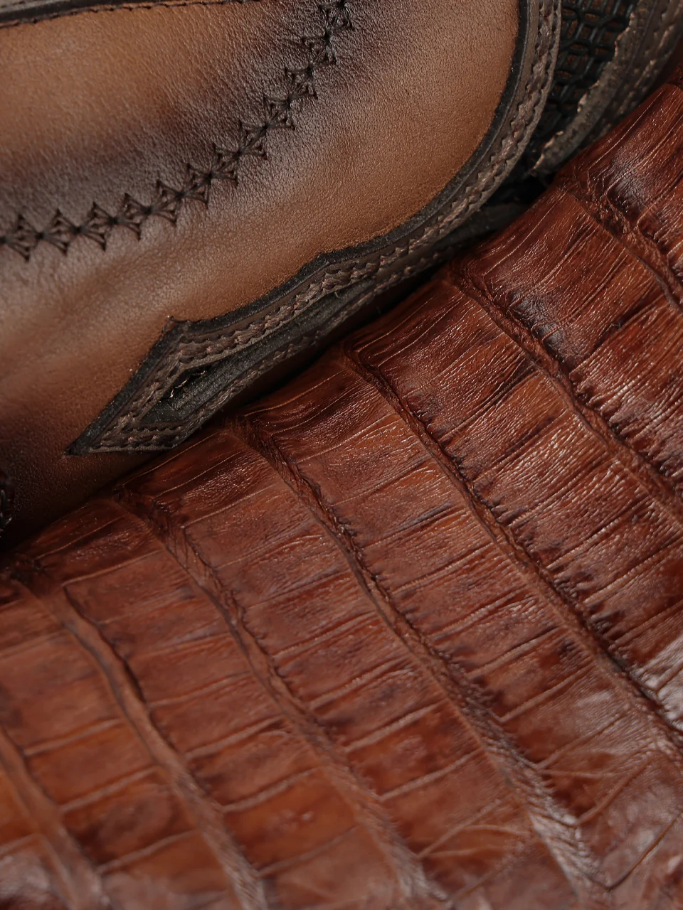 A5109 - MEN'S EMBROIDERY WOVEN AND INLAY HONEY CAIMAN NARROW SQUARE TOE COWBOY BOOT - Image 6