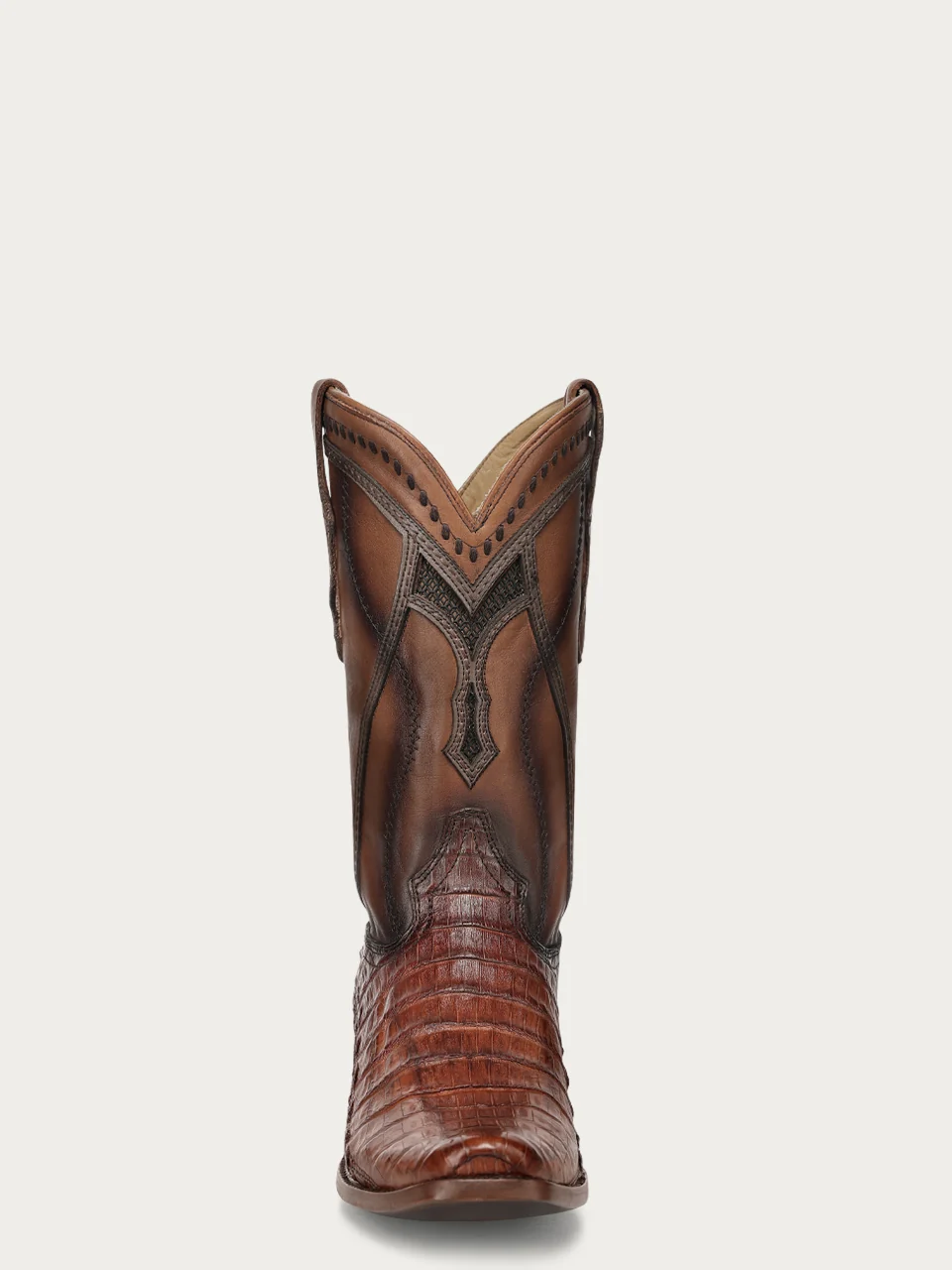 A5109 - MEN'S EMBROIDERY WOVEN AND INLAY HONEY CAIMAN NARROW SQUARE TOE COWBOY BOOT - Image 8