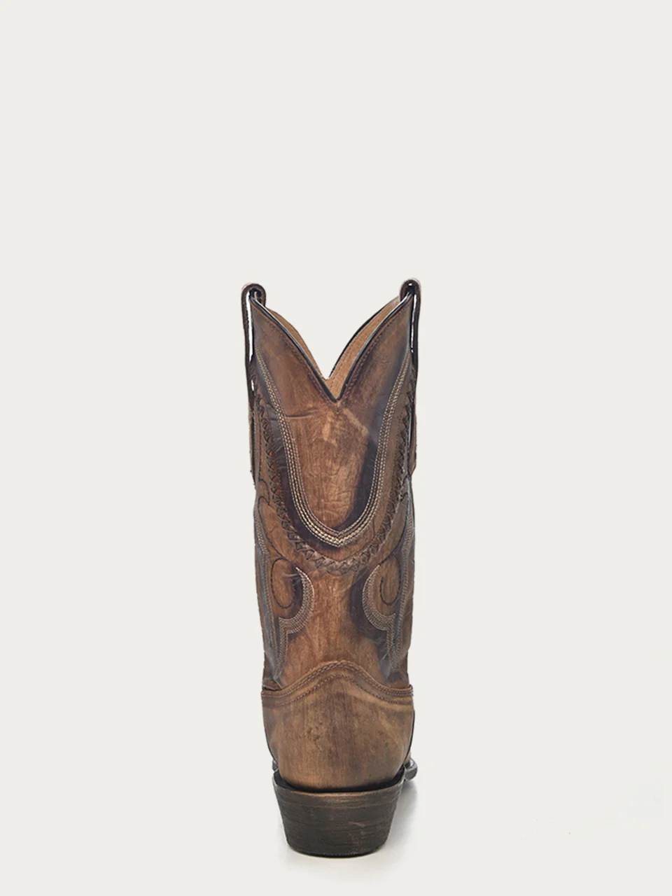 A3479 - MEN'S GOLDEN BROWN WOVEN DETAIL NARROW SQUARE TOE COWBOY BOOT - Image 5