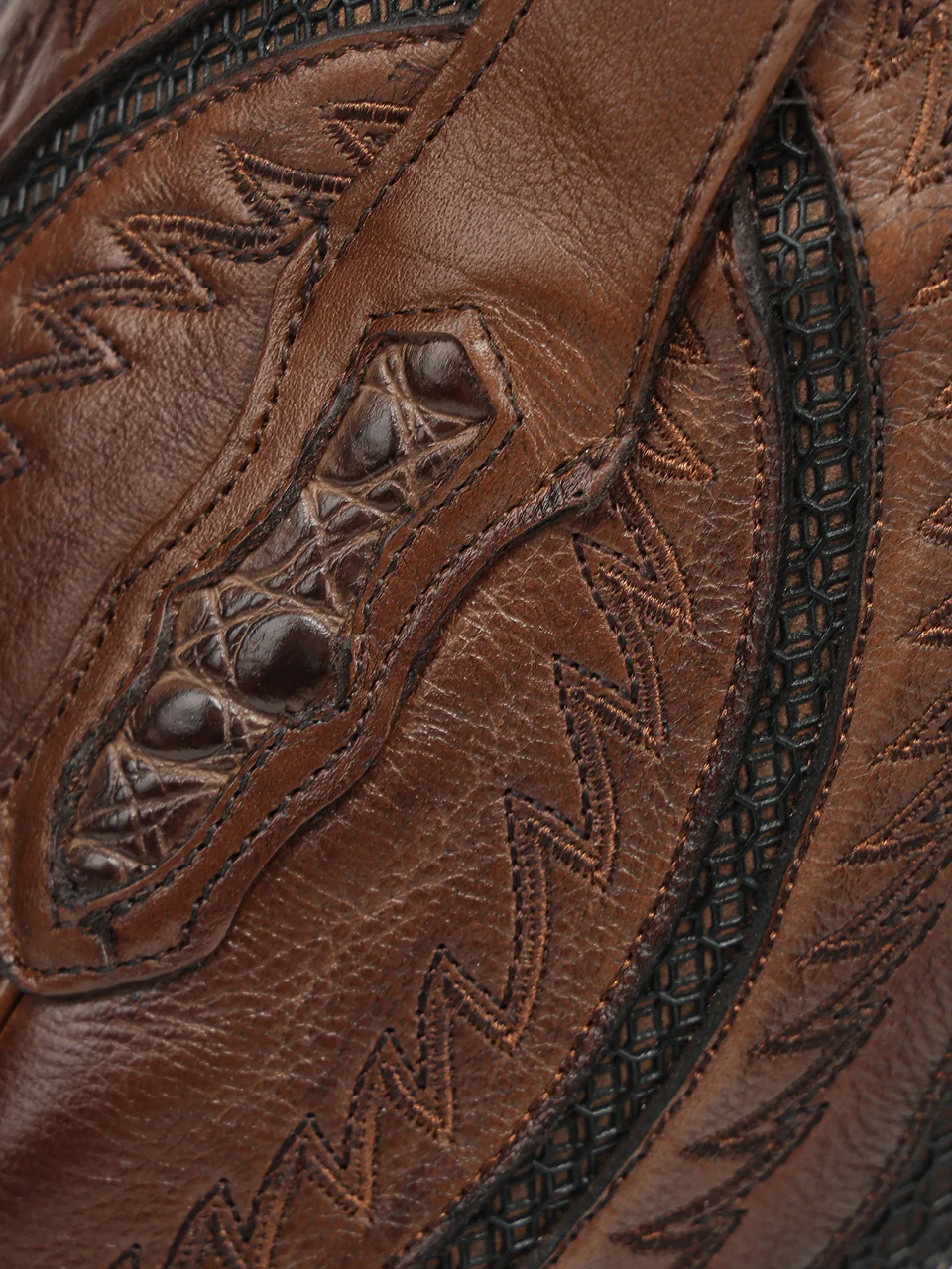A5119 - MEN'S HONEY INLAY AND EMBROIDERY WIDE SQ. TOE COWBOY BOOT - Image 5