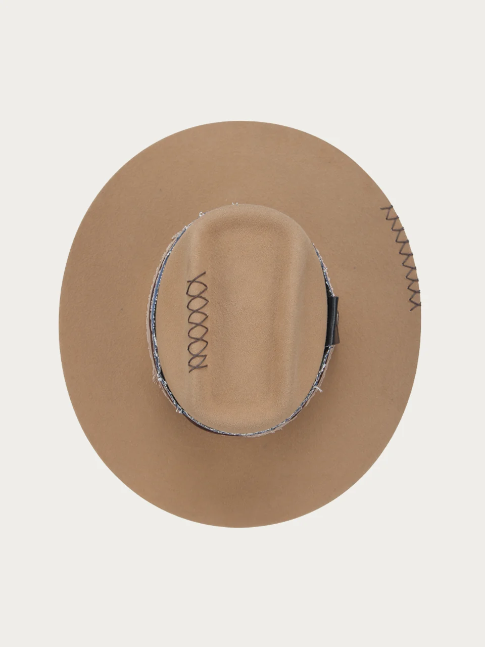 H0011 - SAND COWGIRL WOOL HAT WITH HEADBAND AND PIN - Image 3