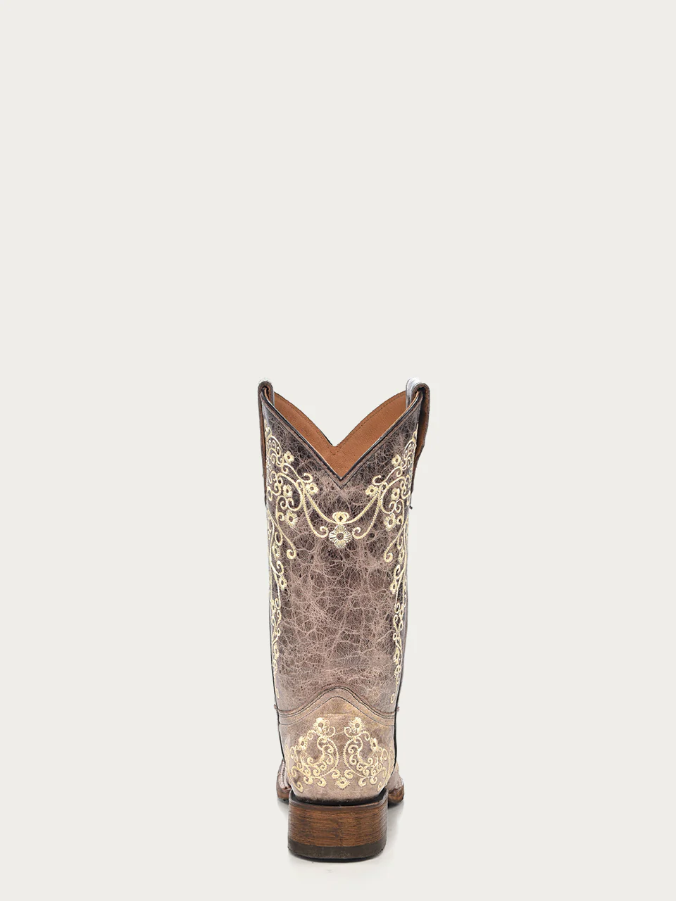 A2980 - TEEN'S BONE COLOR FLORAL EMBROIDERY SQUARE TOE COWBOY BOOT - Image 5
