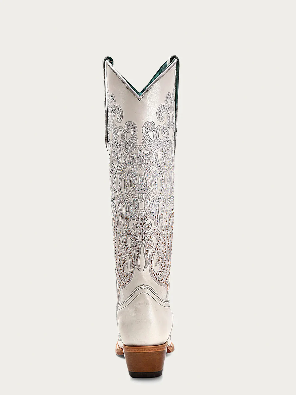 C4099 - WOMEN'S WHITE OVERLAY WITH CRYSTALS TALL TOP SNIP TOE COWBOY BOOT - Image 5