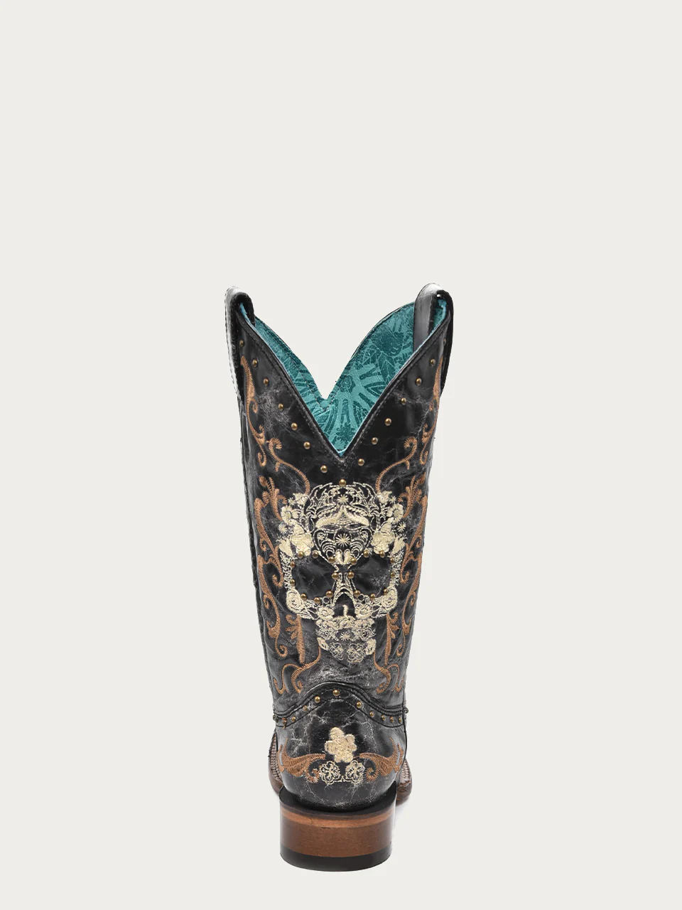 Z5005 - WOMEN'S BLACK AND WHITE FLORAL SUGAR SKULL SQUARE TOE COWBOY BOOT - Image 6
